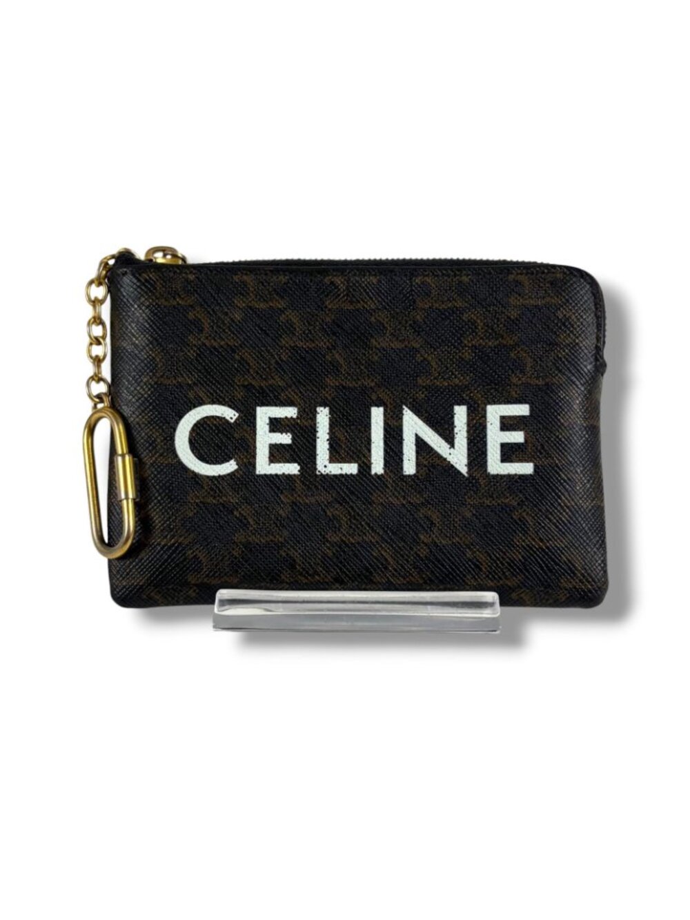Celine Coin & Card Case Triomphe Canvas Mini Wallet Fragment Black Macadam - Picture 3 of 14